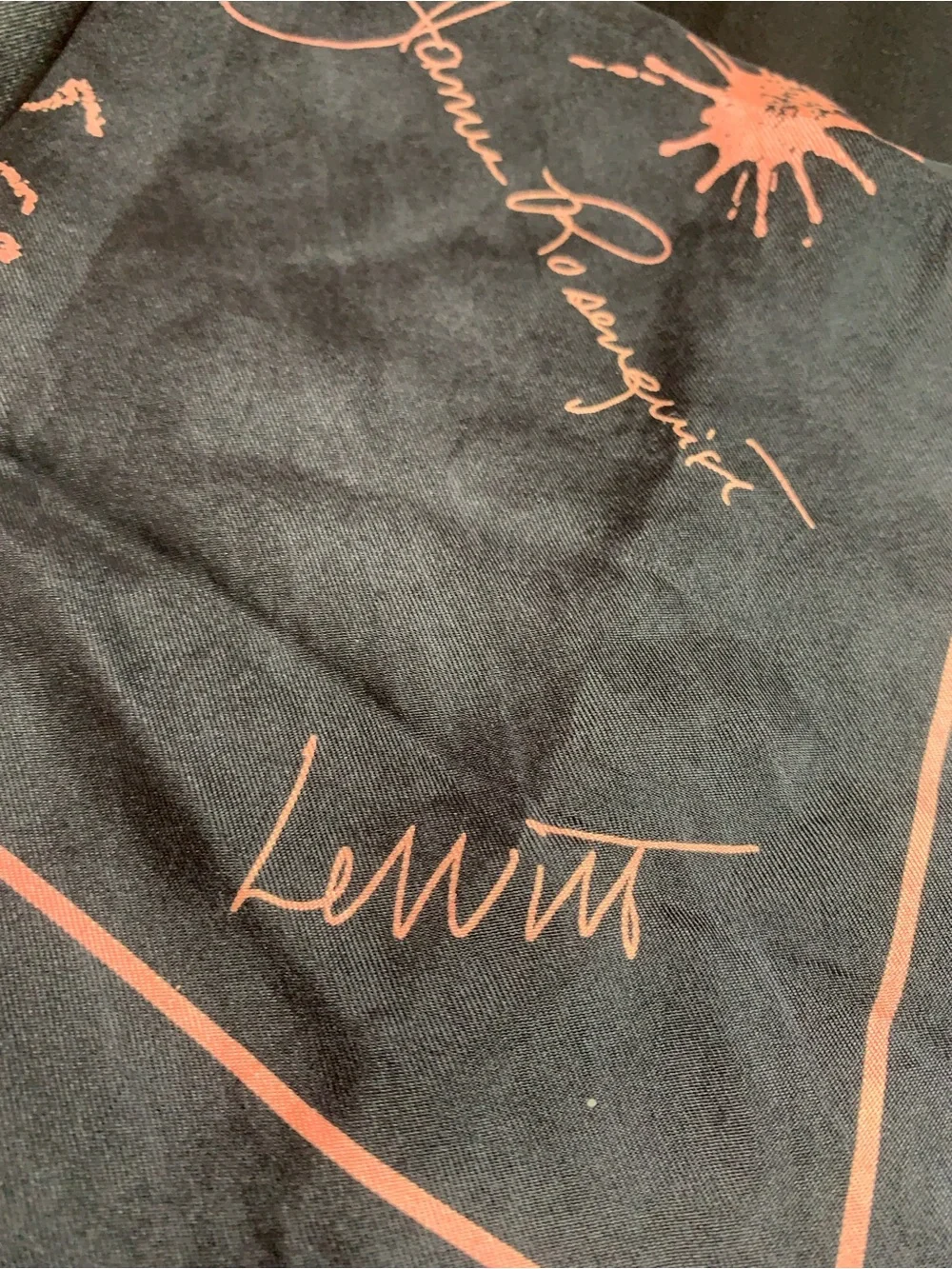 Louis Vuitton Black with Pink Script Print Silk Scarf